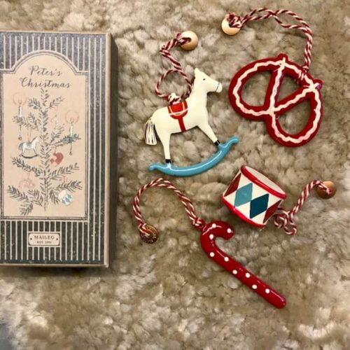 Anhaenger set von Maileg Pferd Brezel Trommel Zuckerstange