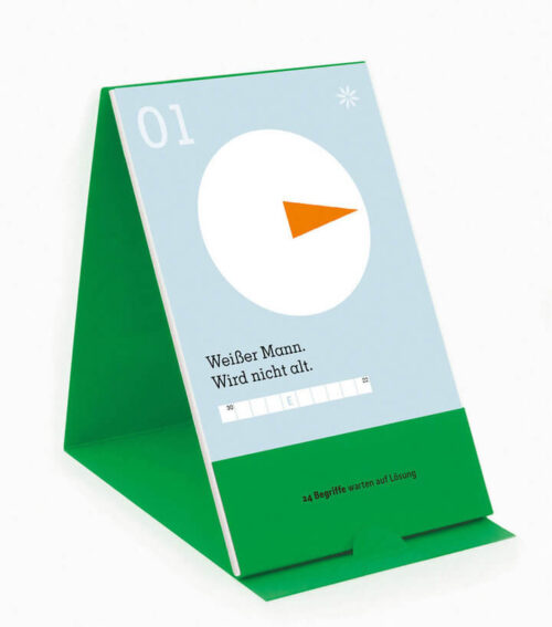 Adventskalender Kombinario aufgestellt Cover gruen
