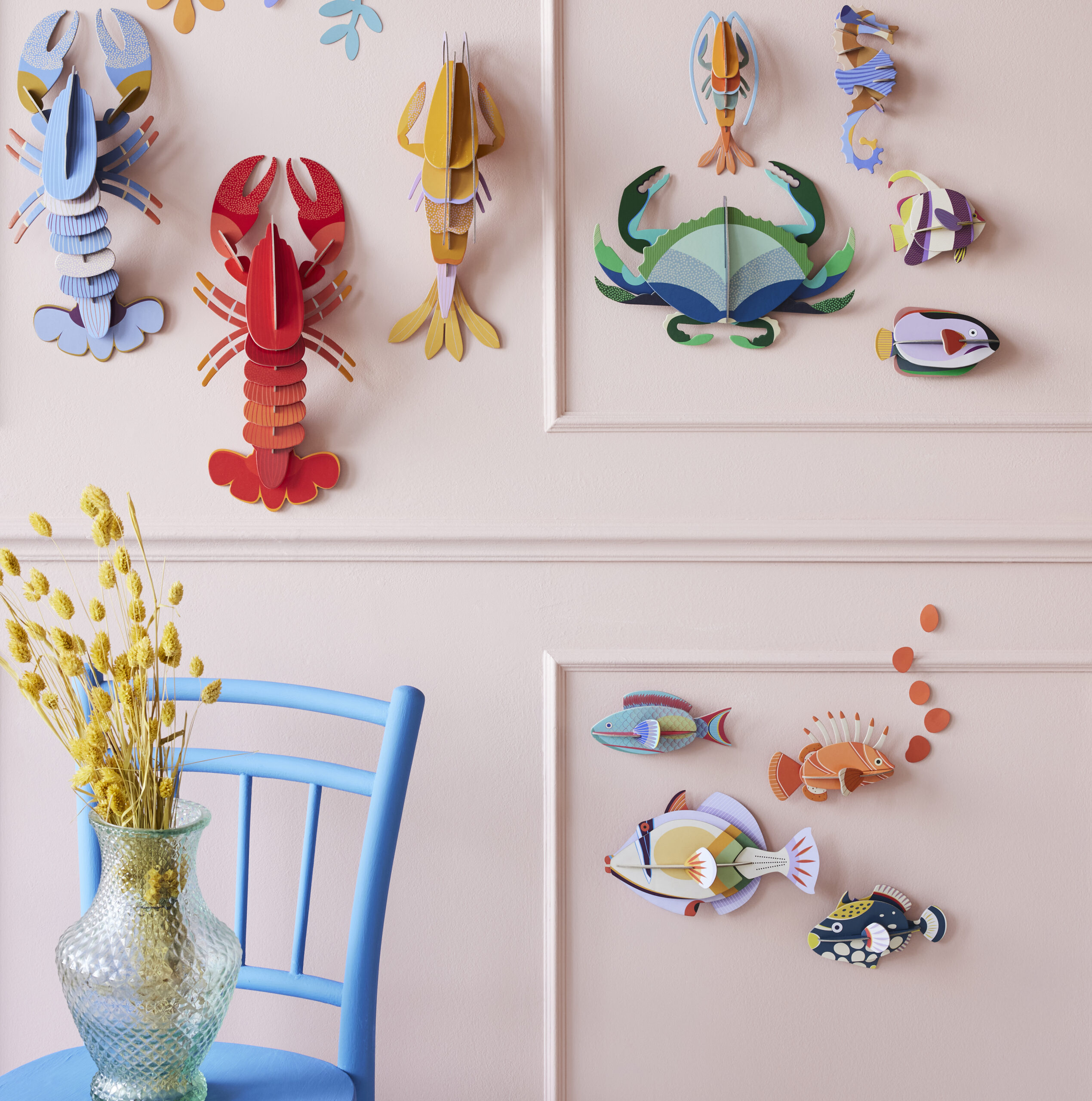 Meerestiere von studio Roof, Krabben, Lobster, Fische Seepferdchen, and der Wand