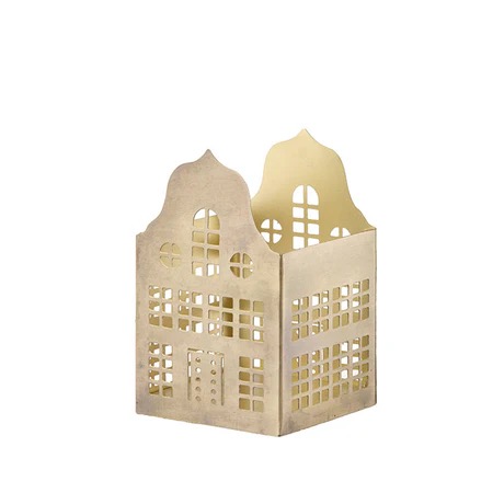 Windlicht für Teelichter aus Metall in Hausform von Bungalow Eckansicht