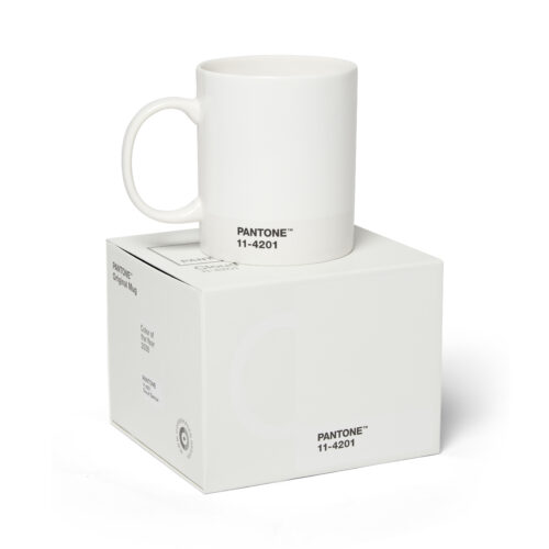 Pantone Kaffeebecher in weiss - 11-4201 COY-Color Of The Year-Jahresfarbe Special Edition mit Geschenkpackung 2026