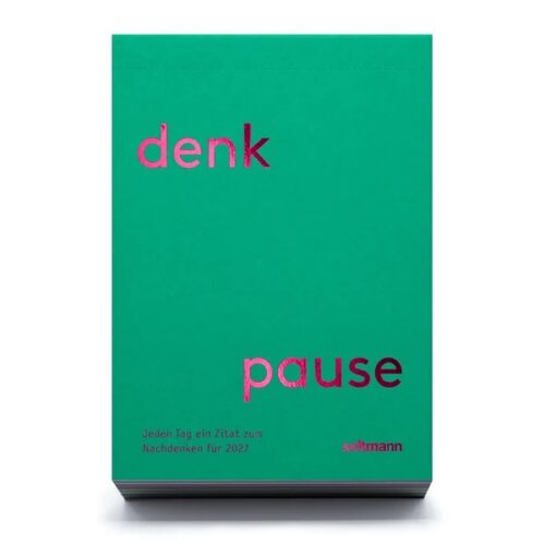 Denkpause Kalender von Seltmann 2027 grünes Deckplatt stehend