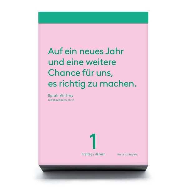 Denkpause Kalender 2027 Zitat 1. Januar auf rosa