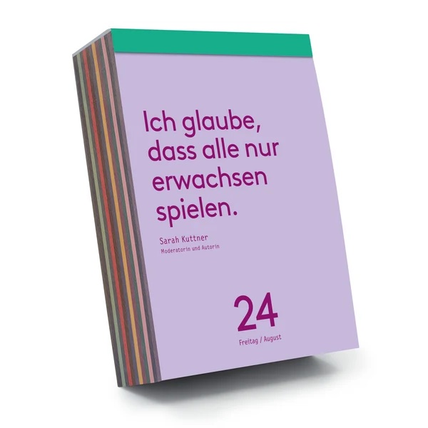 Denkpause Kalender stehend mit Zitat 2027 in lila