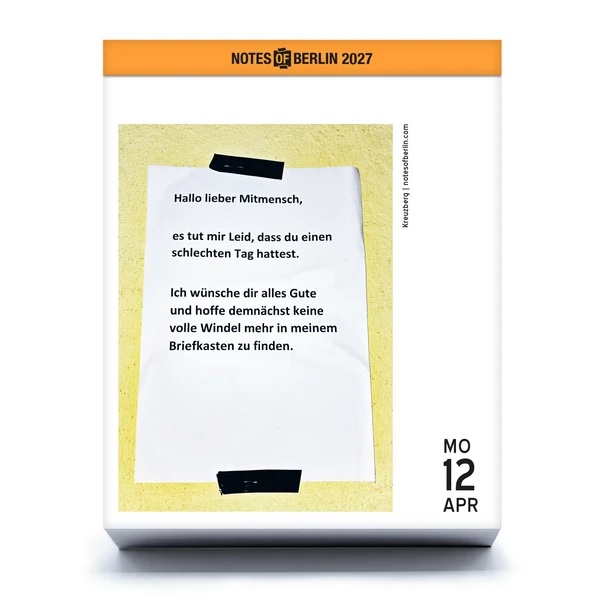 Kalender 2027 von Seltmann Notes of Berlin Beispiel Windel